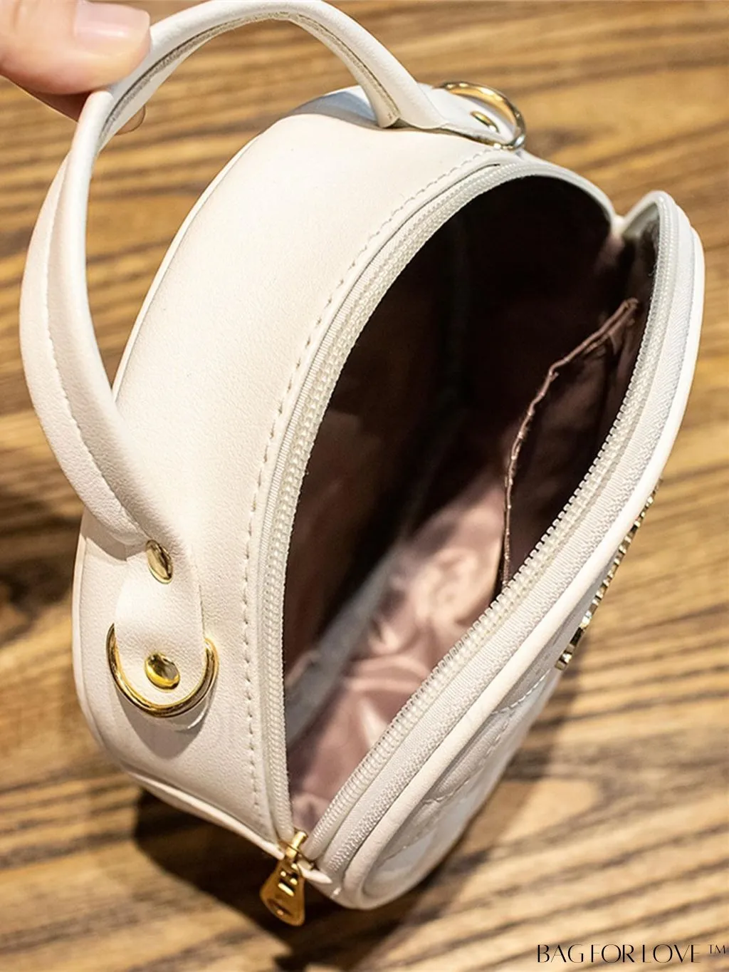 BagForLove - Compact Quilted Circle Bag with Mini Letter Graphics