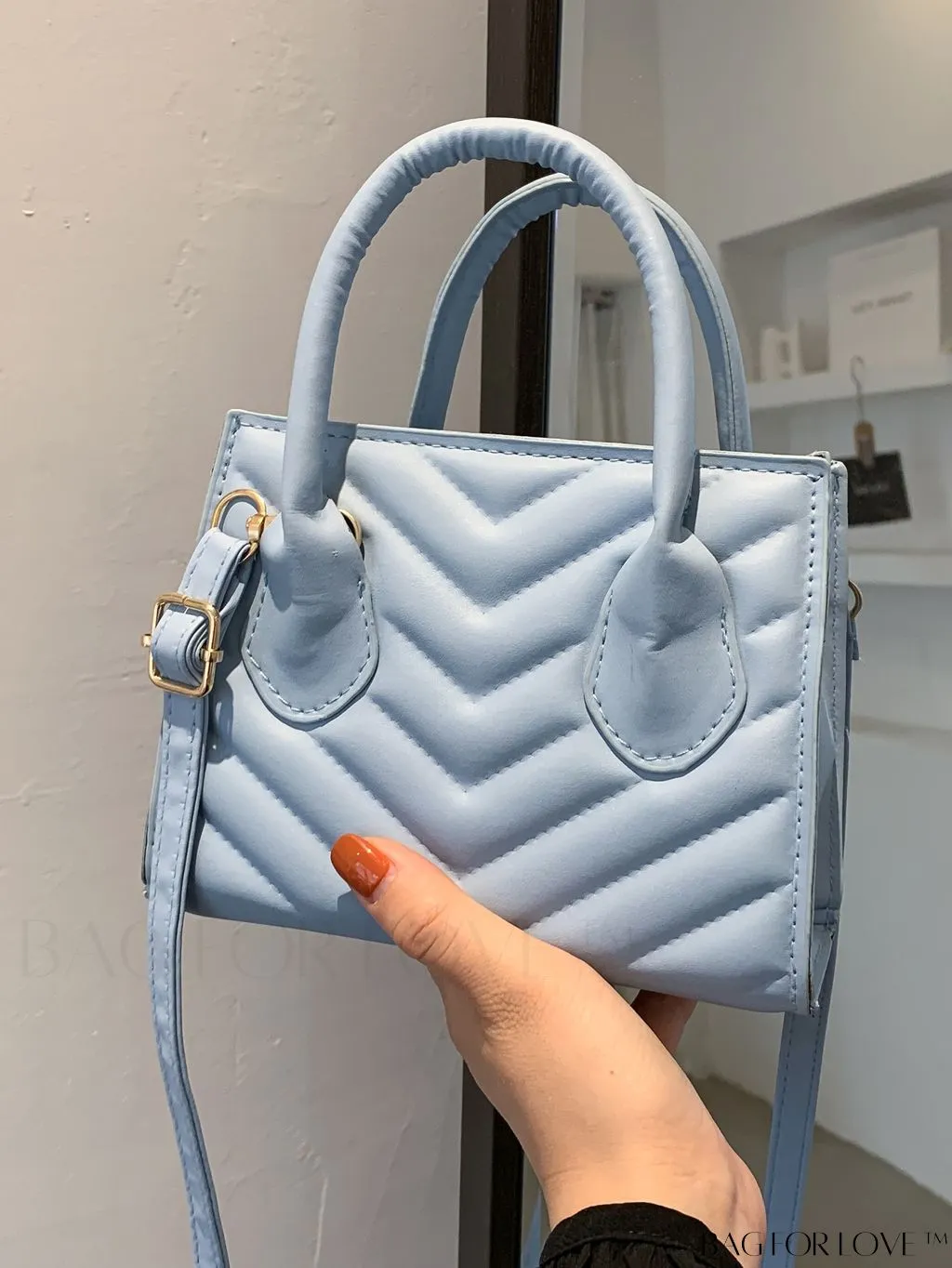 BagForLove - Compact Quilted Satchel Bag with Chevron Design