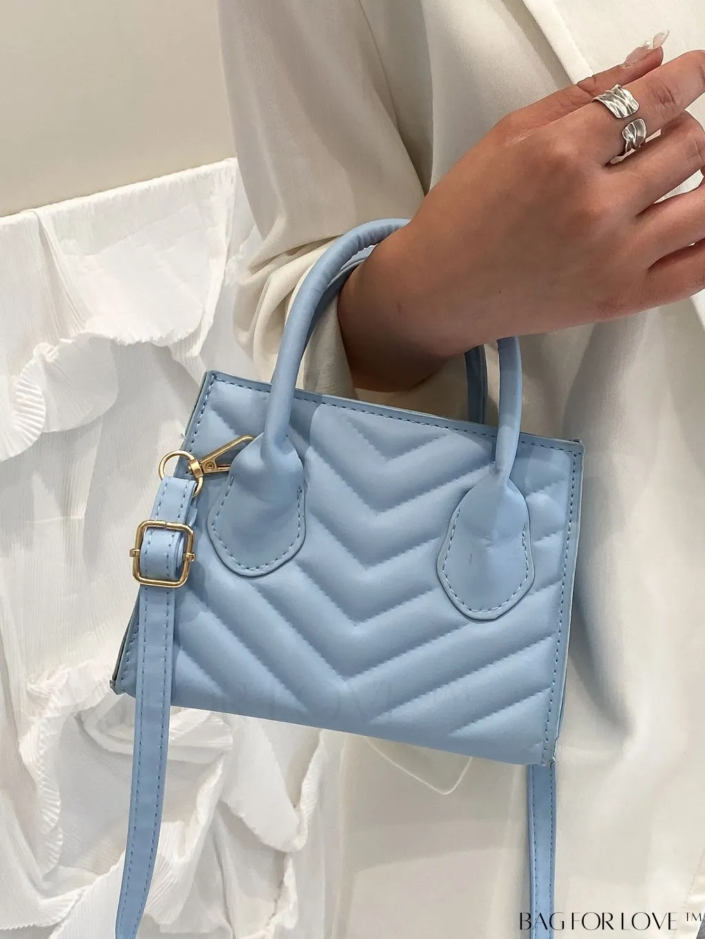 BagForLove - Compact Quilted Satchel Bag with Chevron Design