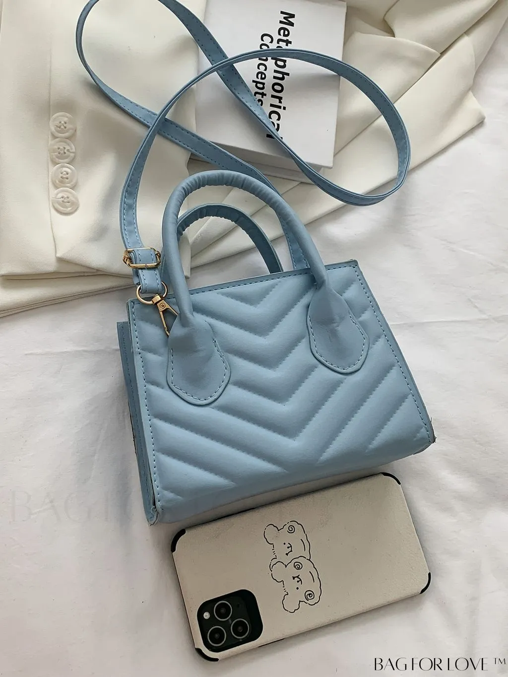 BagForLove - Compact Quilted Satchel Bag with Chevron Design