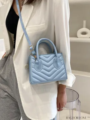 BagForLove - Compact Quilted Satchel Bag with Chevron Design