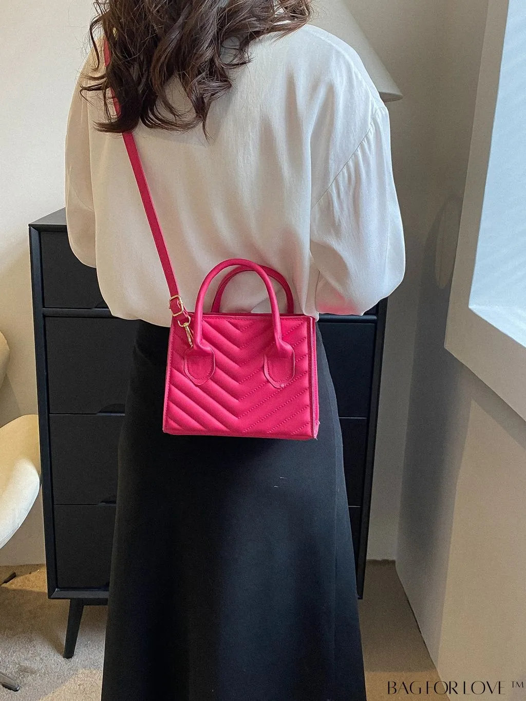 BagForLove - Compact Quilted Satchel Bag with Chevron Design