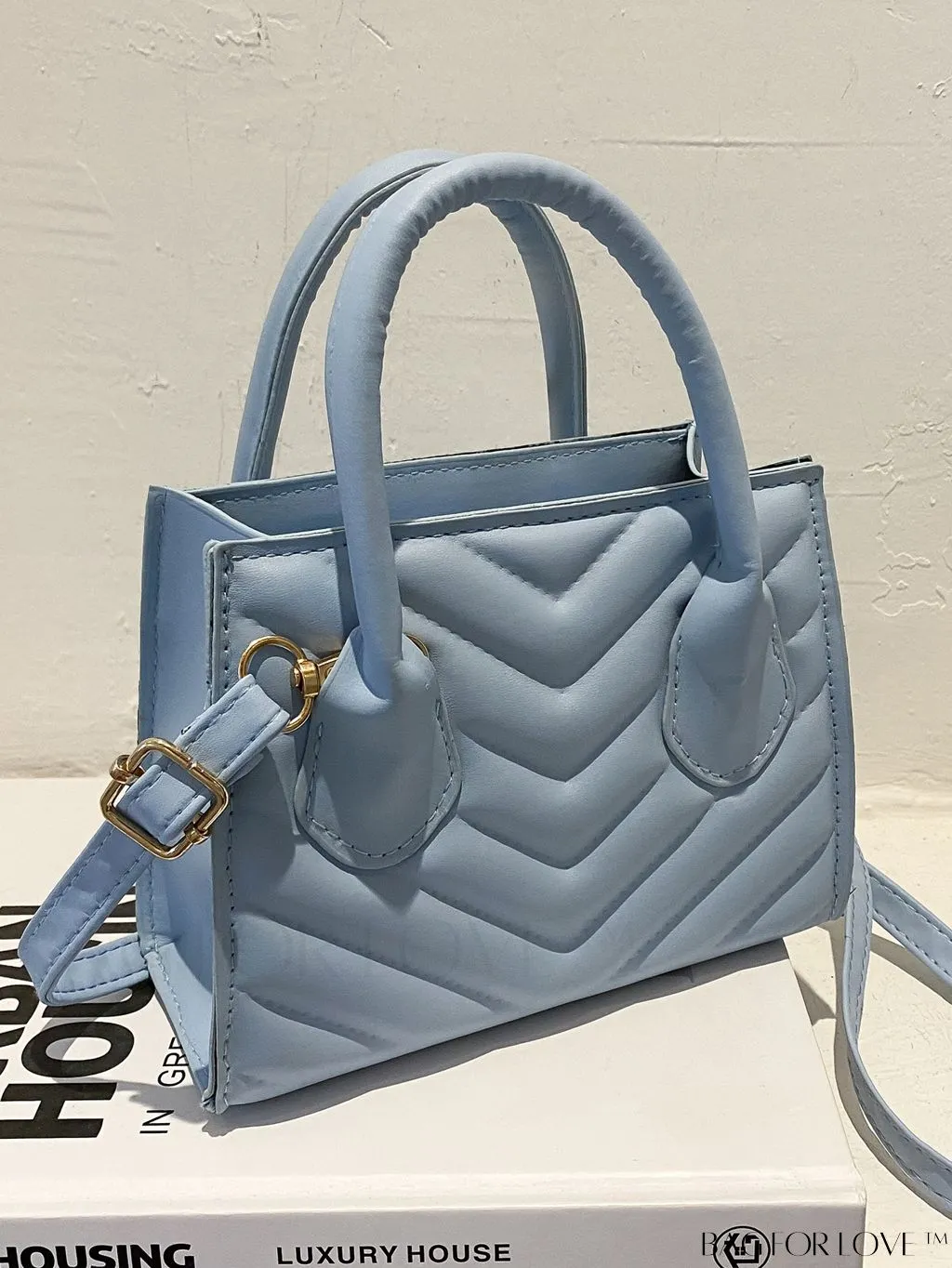 BagForLove - Compact Quilted Satchel Bag with Chevron Design