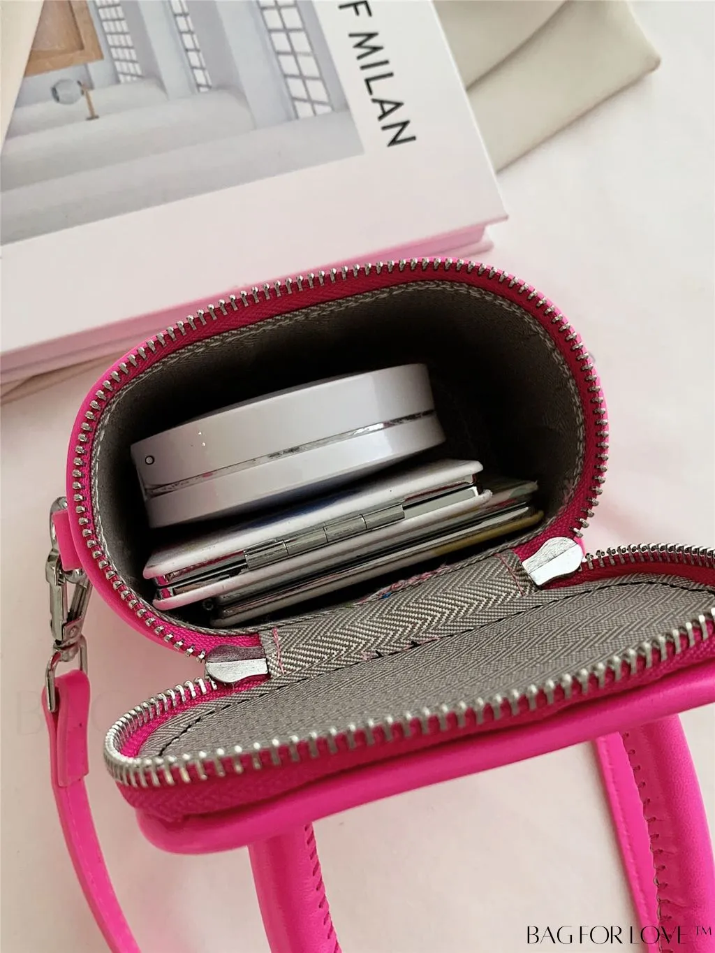 BagForLove - Compact Textured Double Zip Bucket Bag