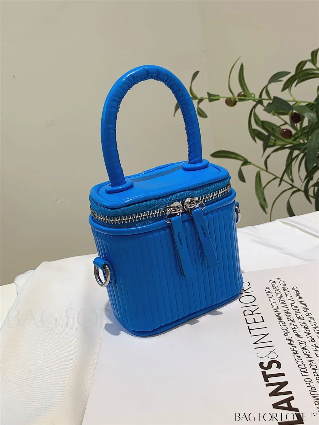 BagForLove - Compact Textured Double Zip Bucket Bag
