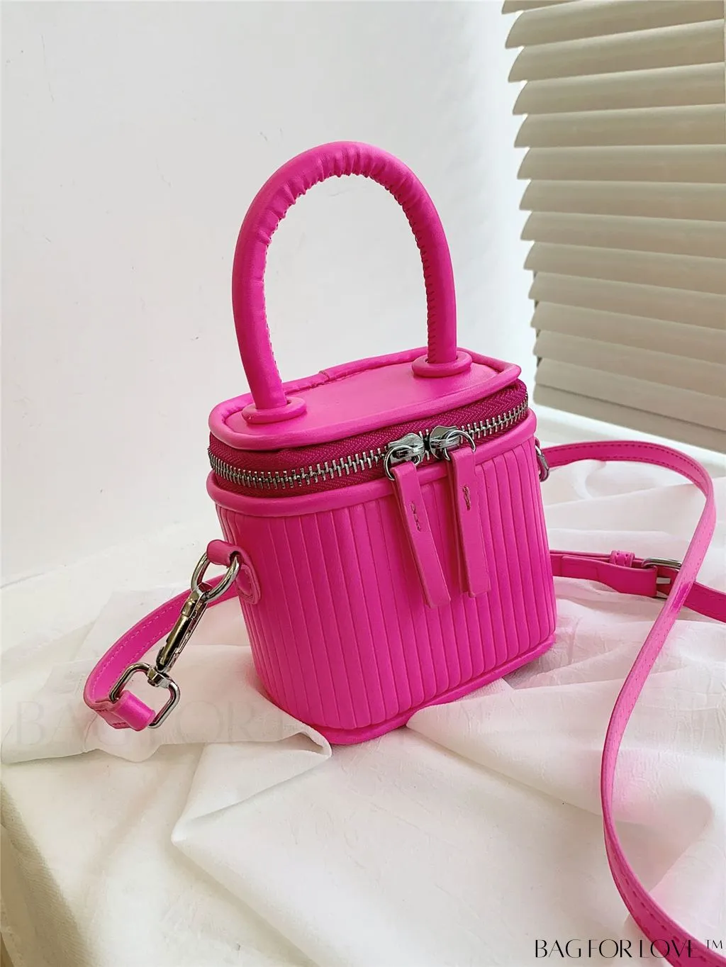 BagForLove - Compact Textured Double Zip Bucket Bag