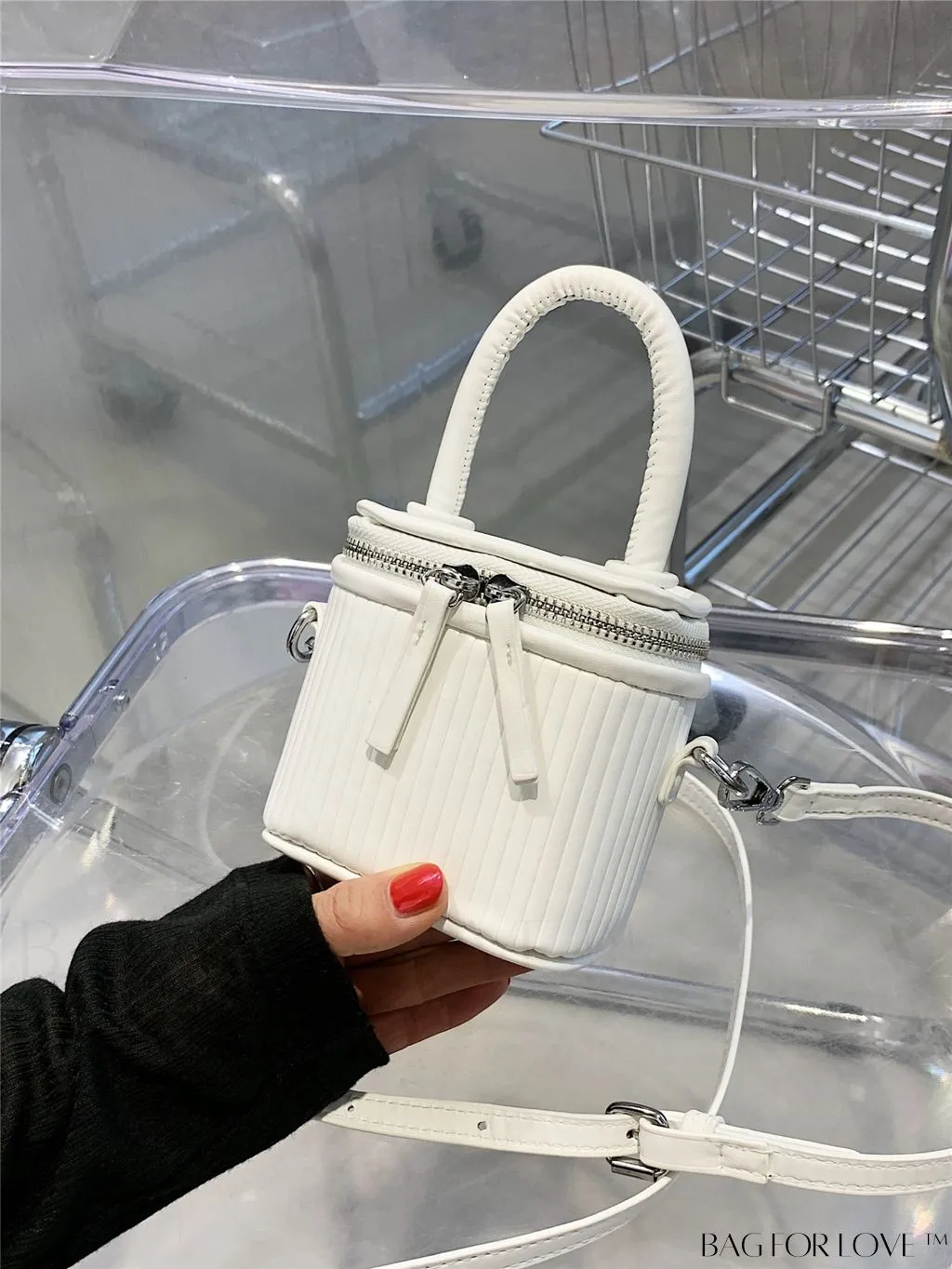 BagForLove - Compact Textured Double Zip Bucket Bag