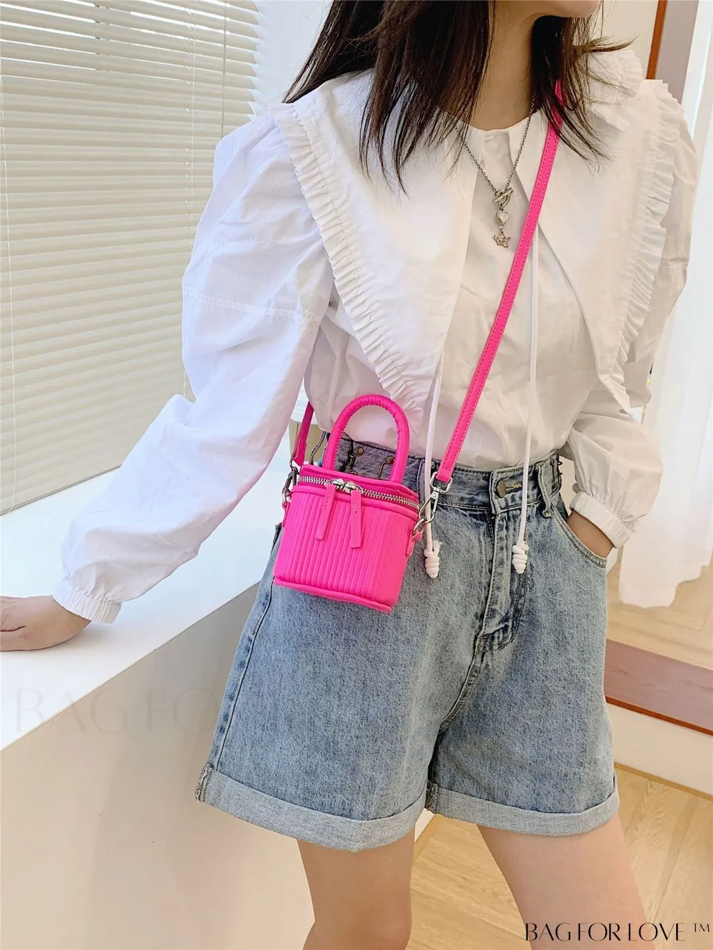 BagForLove - Compact Textured Double Zip Bucket Bag