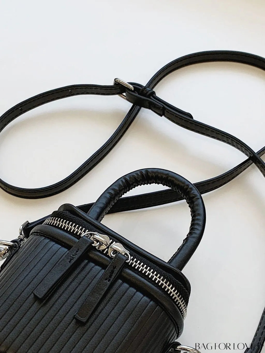 BagForLove - Compact Textured Double Zip Bucket Bag