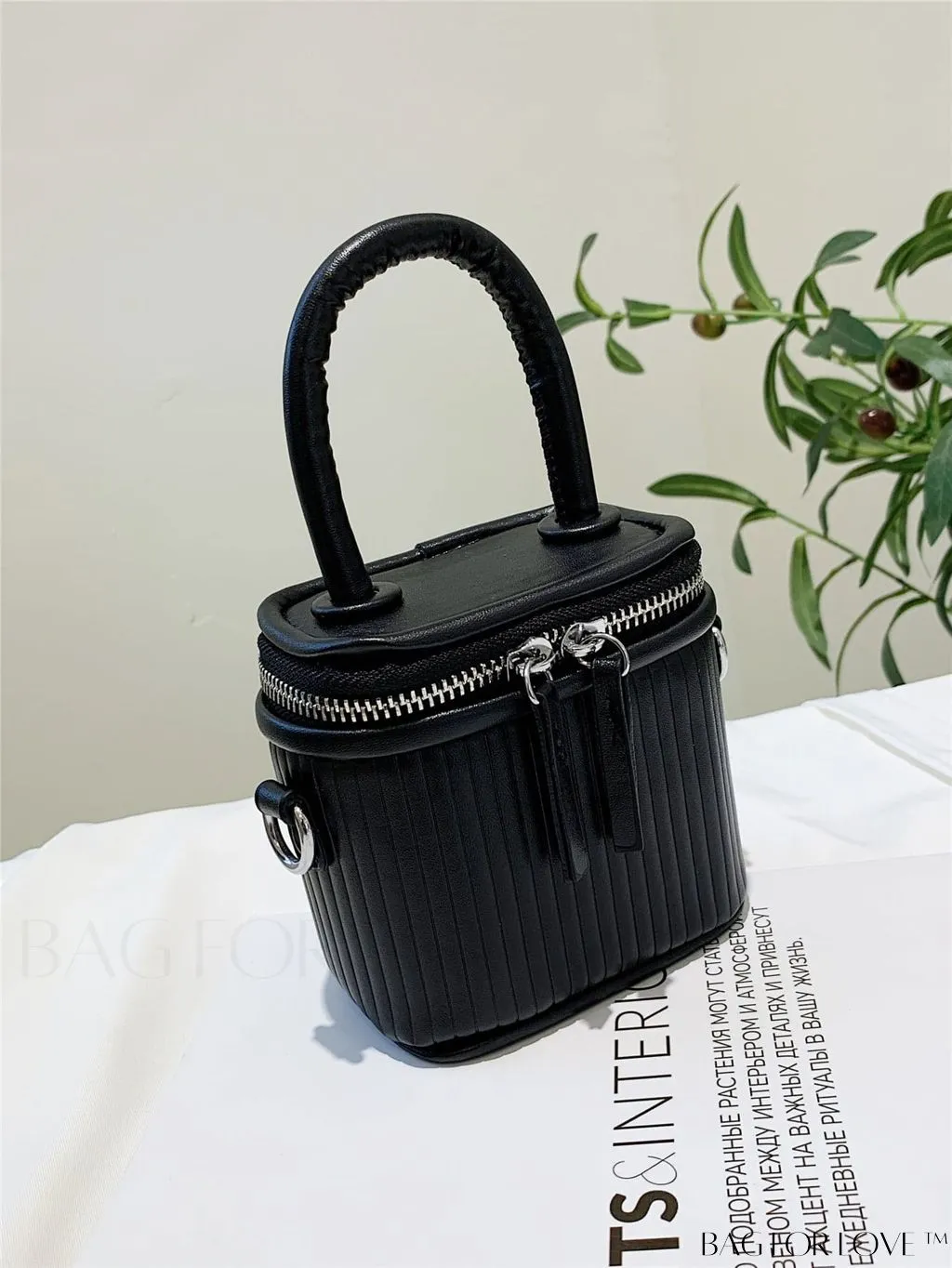 BagForLove - Compact Textured Double Zip Bucket Bag