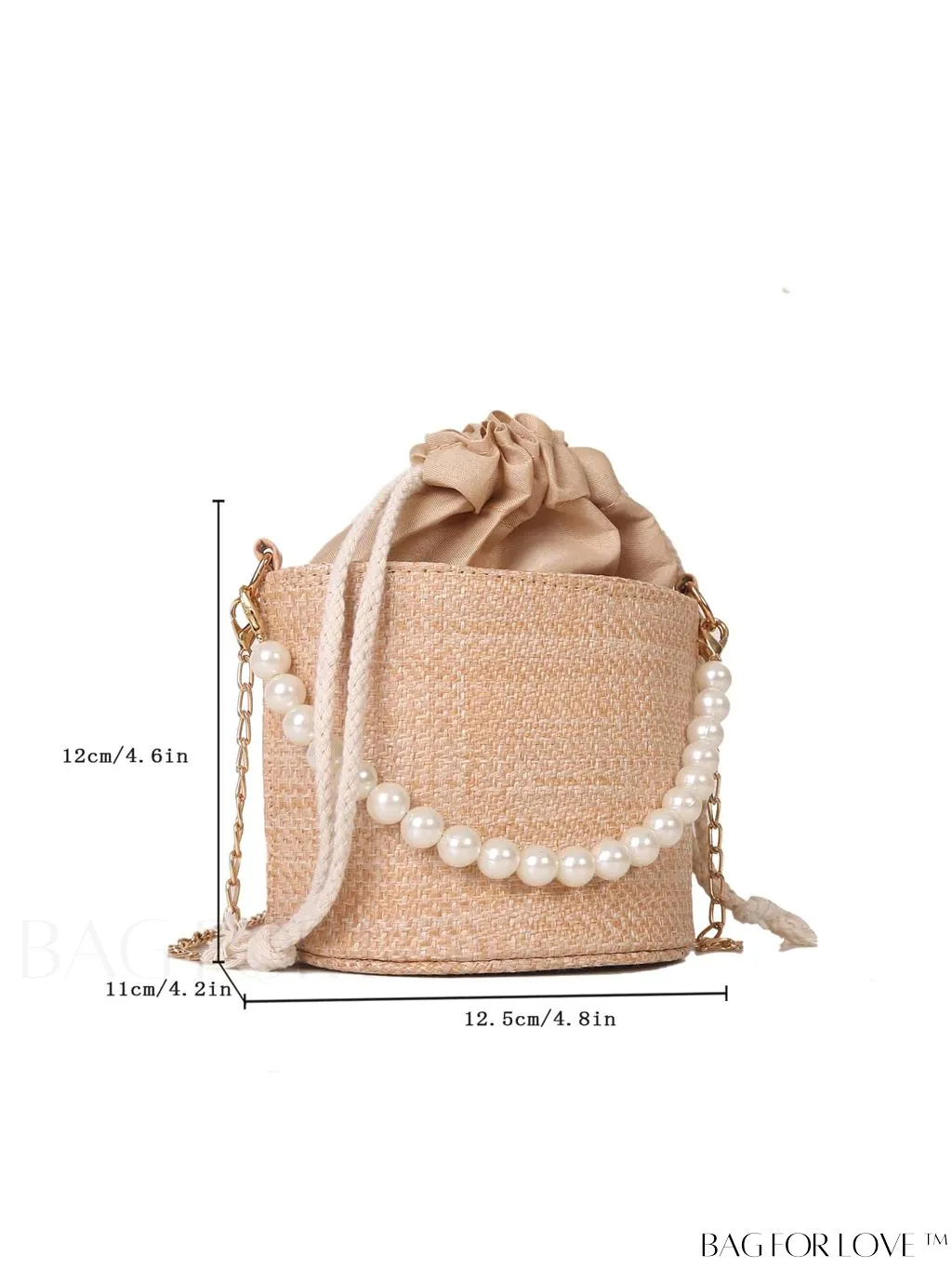 BagForLove - Drawstring Bucket Bag with Mini Faux Pearls Decoration