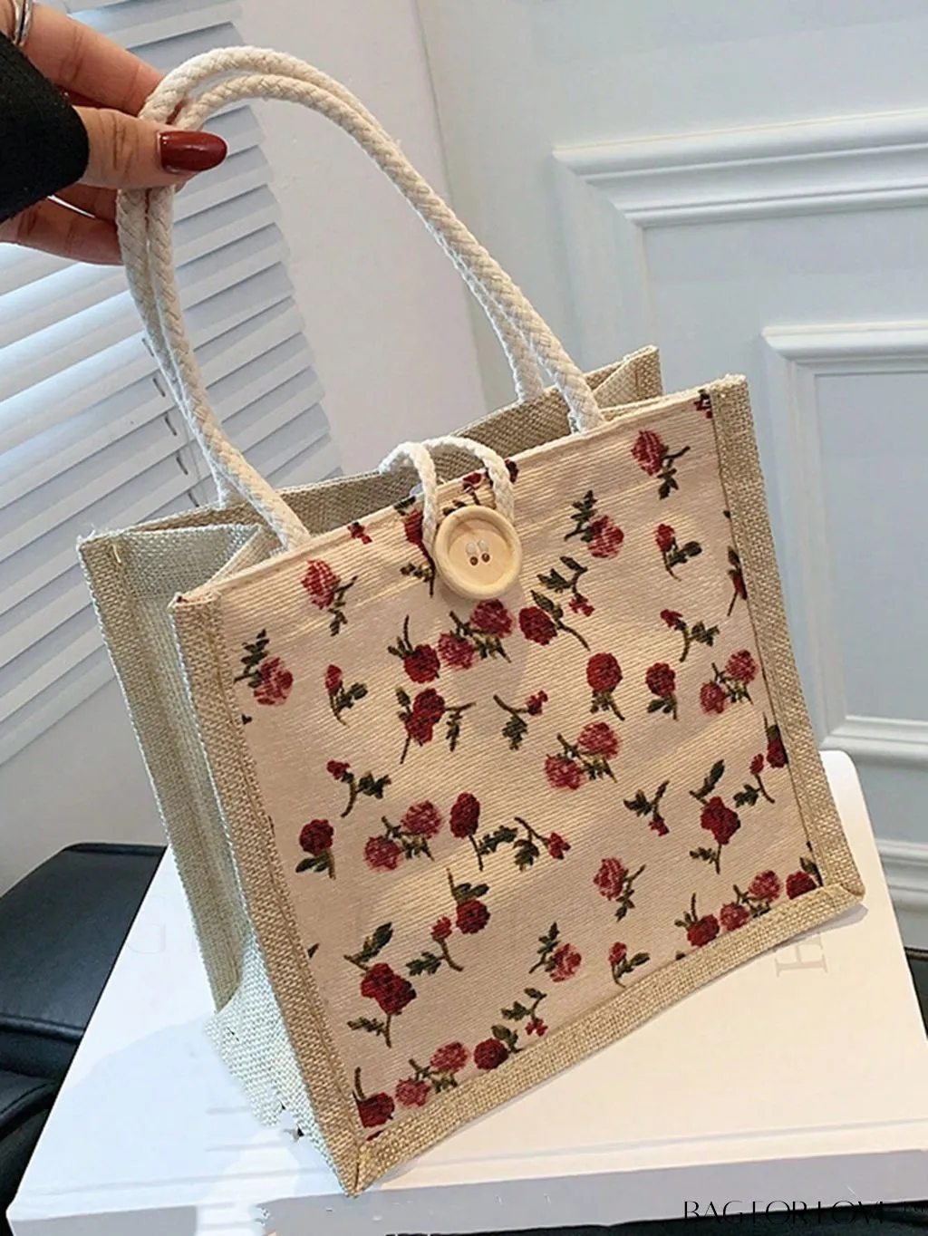 BagForLove - Floral Double Handle Mini Square Handbag