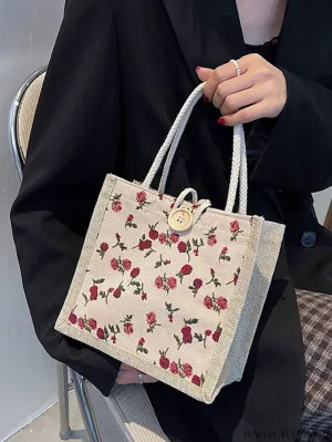 BagForLove - Floral Double Handle Mini Square Handbag