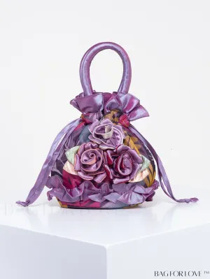 BagForLove - Floral Drawstring Handbag: Stylish Evening, Phone, and Bucket Bag in Random Colors