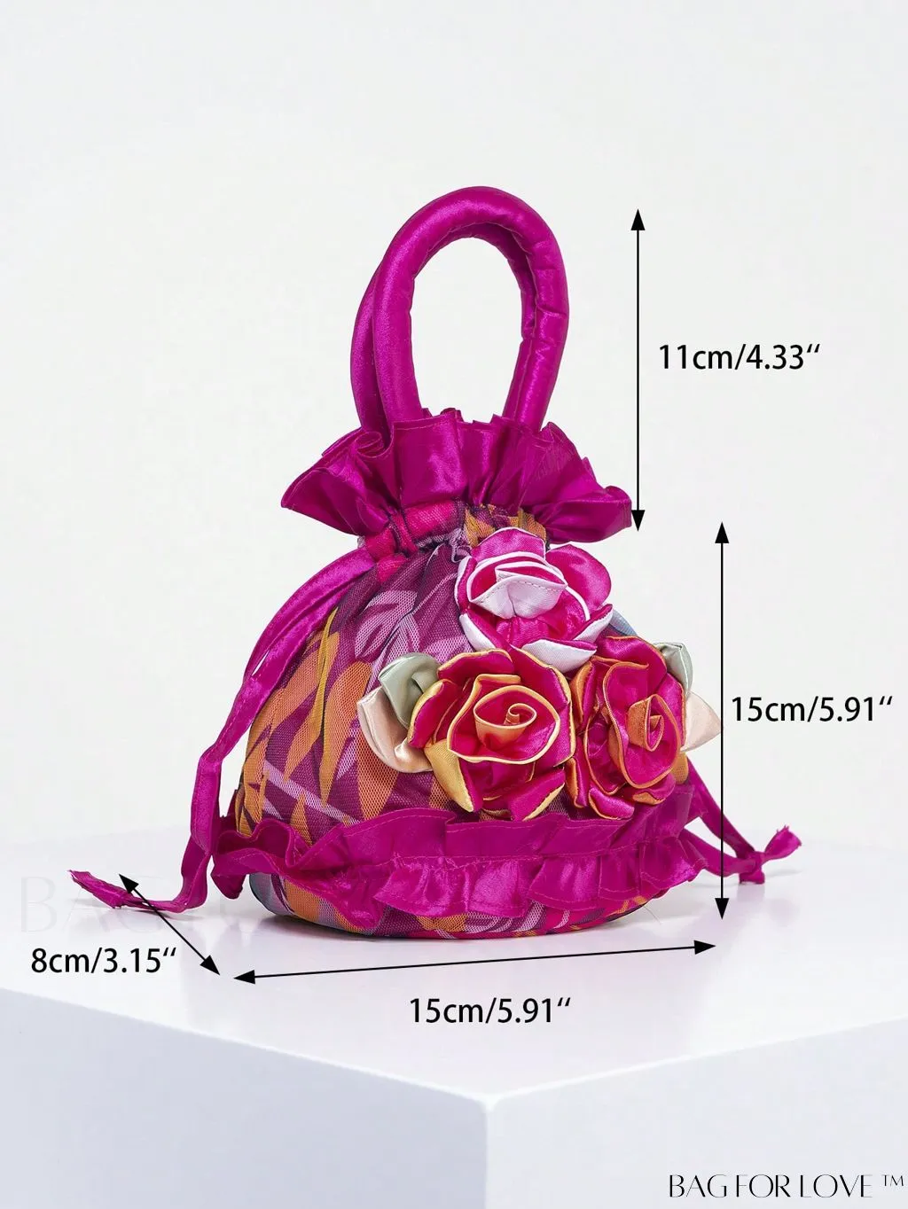 BagForLove - Floral Drawstring Handbag: Trendy, Elegant Evening & Phone Bag with Charming Bucket Design