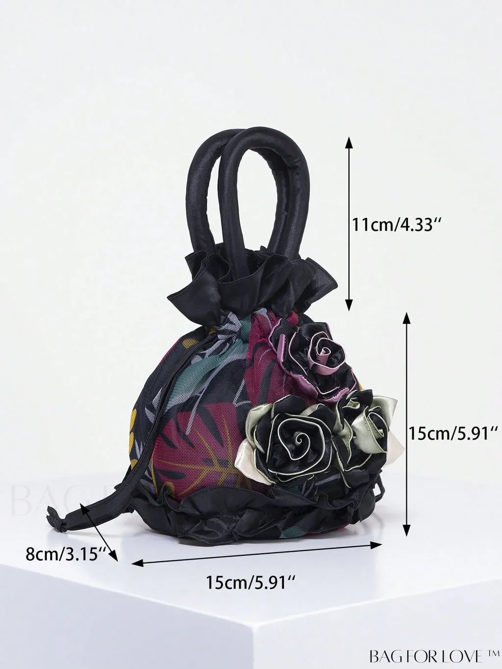BagForLove - Floral Drawstring Handbag: Trendy, Elegant Evening & Phone Bag with Charming Bucket Design