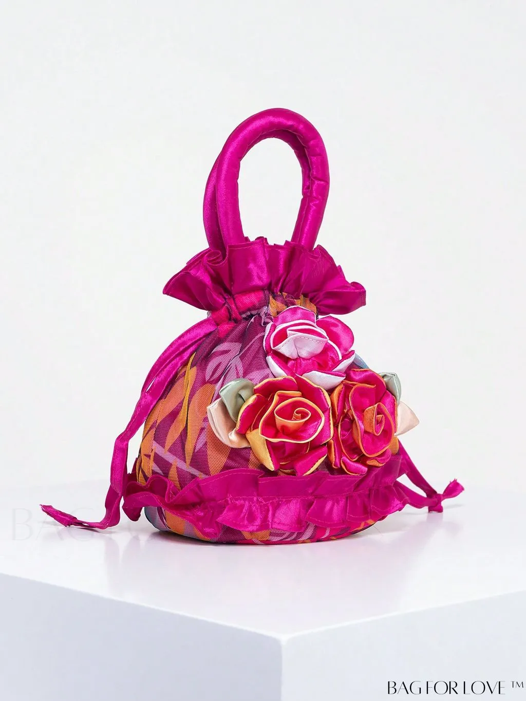 BagForLove - Floral Drawstring Handbag: Trendy, Elegant Evening & Phone Bag with Charming Bucket Design