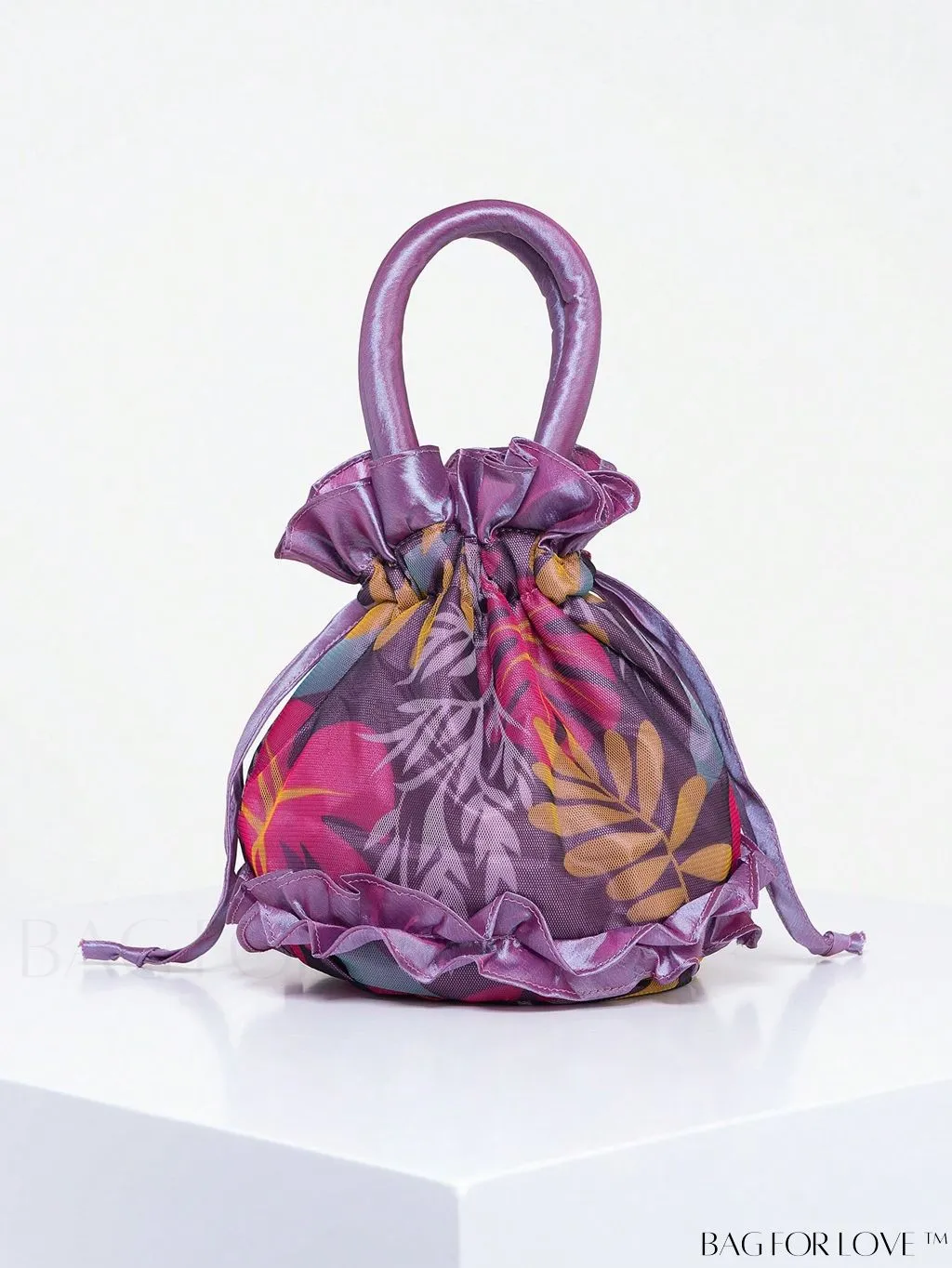 BagForLove - Floral Drawstring Handbag: Trendy, Elegant Evening & Phone Bag with Charming Bucket Design