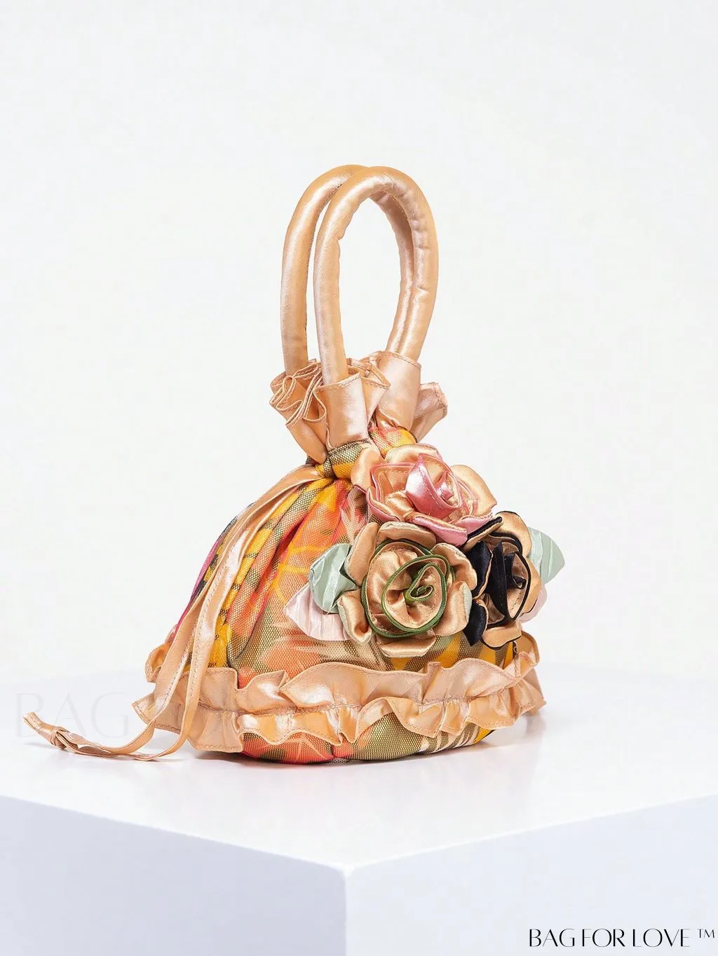 BagForLove - Floral Drawstring Handbag: Trendy, Elegant Evening & Phone Bag with Charming Bucket Design