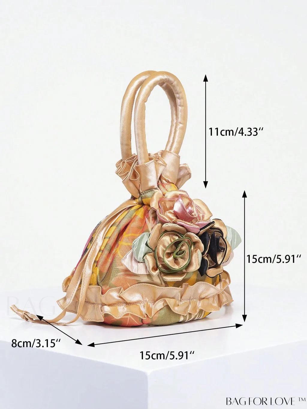 BagForLove - Floral Drawstring Handbag: Trendy, Elegant Evening & Phone Bag with Charming Bucket Design