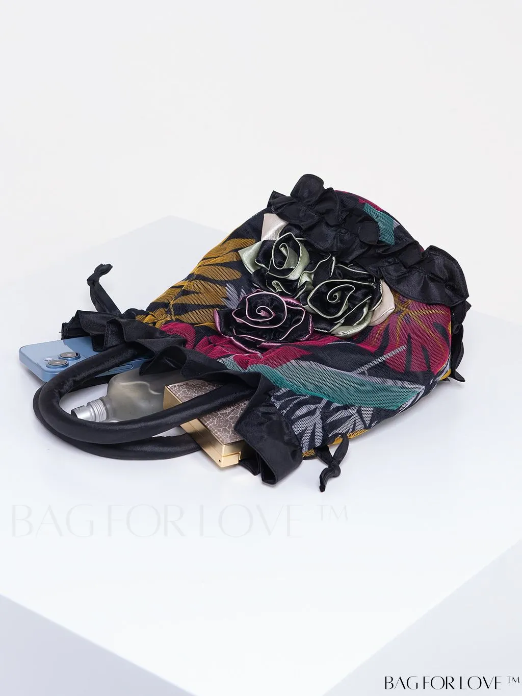 BagForLove - Floral Drawstring Handbag: Trendy, Elegant Evening & Phone Bag with Charming Bucket Design