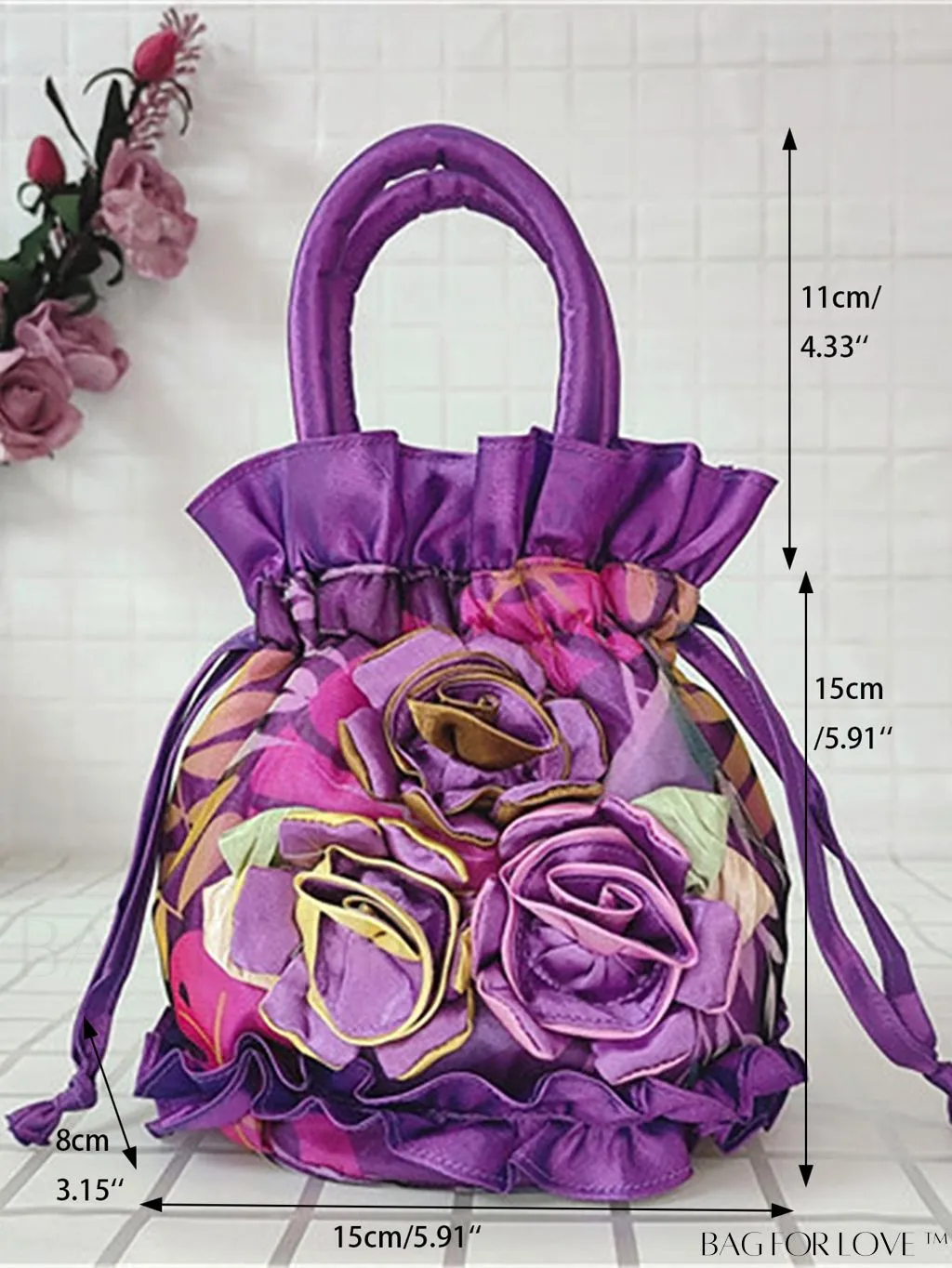 BagForLove - Floral Drawstring Handbag: Trendy, Elegant Evening & Phone Bag with Charming Bucket Design