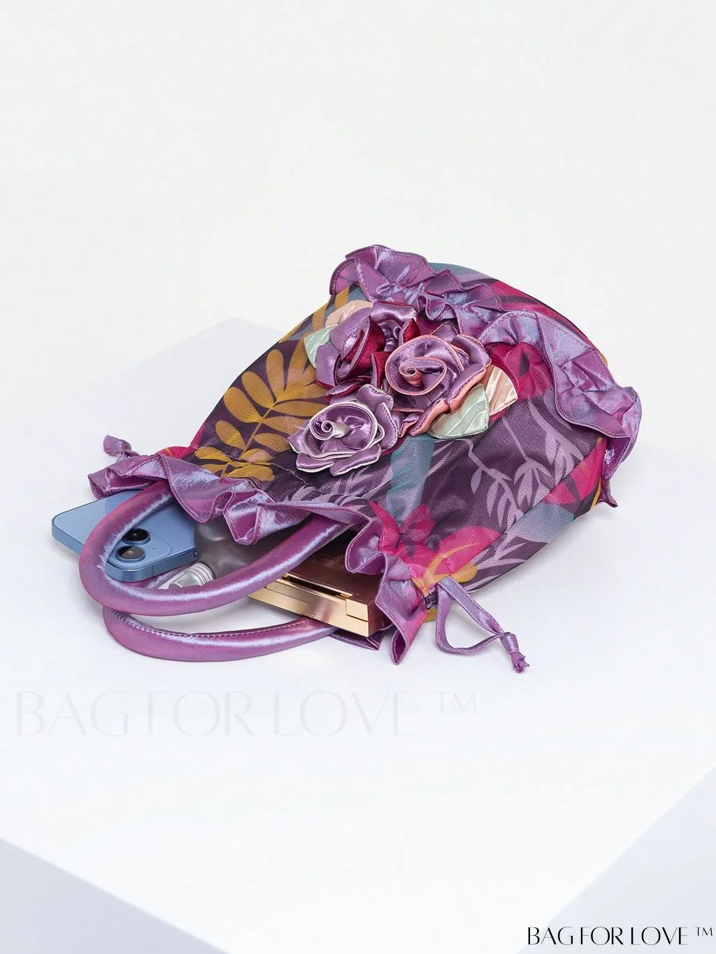 BagForLove - Floral Drawstring Handbag: Trendy, Elegant Evening & Phone Bag with Charming Bucket Design