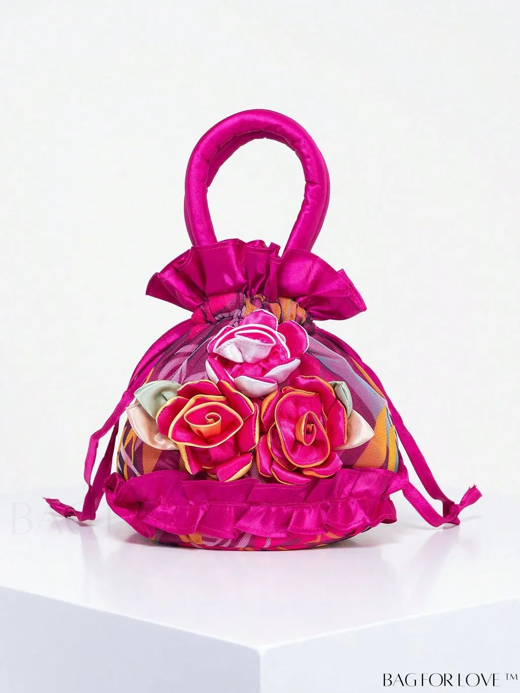 BagForLove - Floral Drawstring Handbag: Trendy, Elegant Evening & Phone Bag with Charming Bucket Design