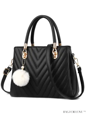 BagForLove - I IHAYNER Womens Fashion Leather Handbags: Quilted Totes, Shoulder Bag with Pompom