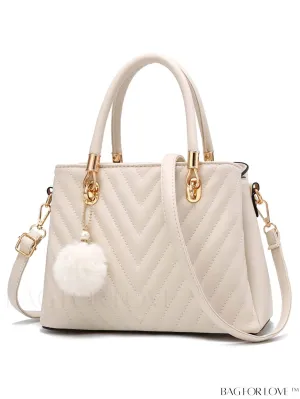 BagForLove - I IHAYNER Womens Quilted Leather Handbag: Fashionable and Functional Tote with Pompom