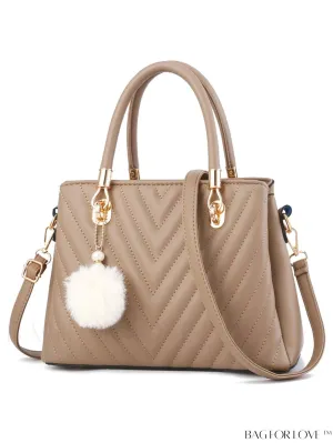 BagForLove - I IHAYNER Womens Quilted Leather Handbags: Stylish Top-handle Totes for Ladies, with Pompom
