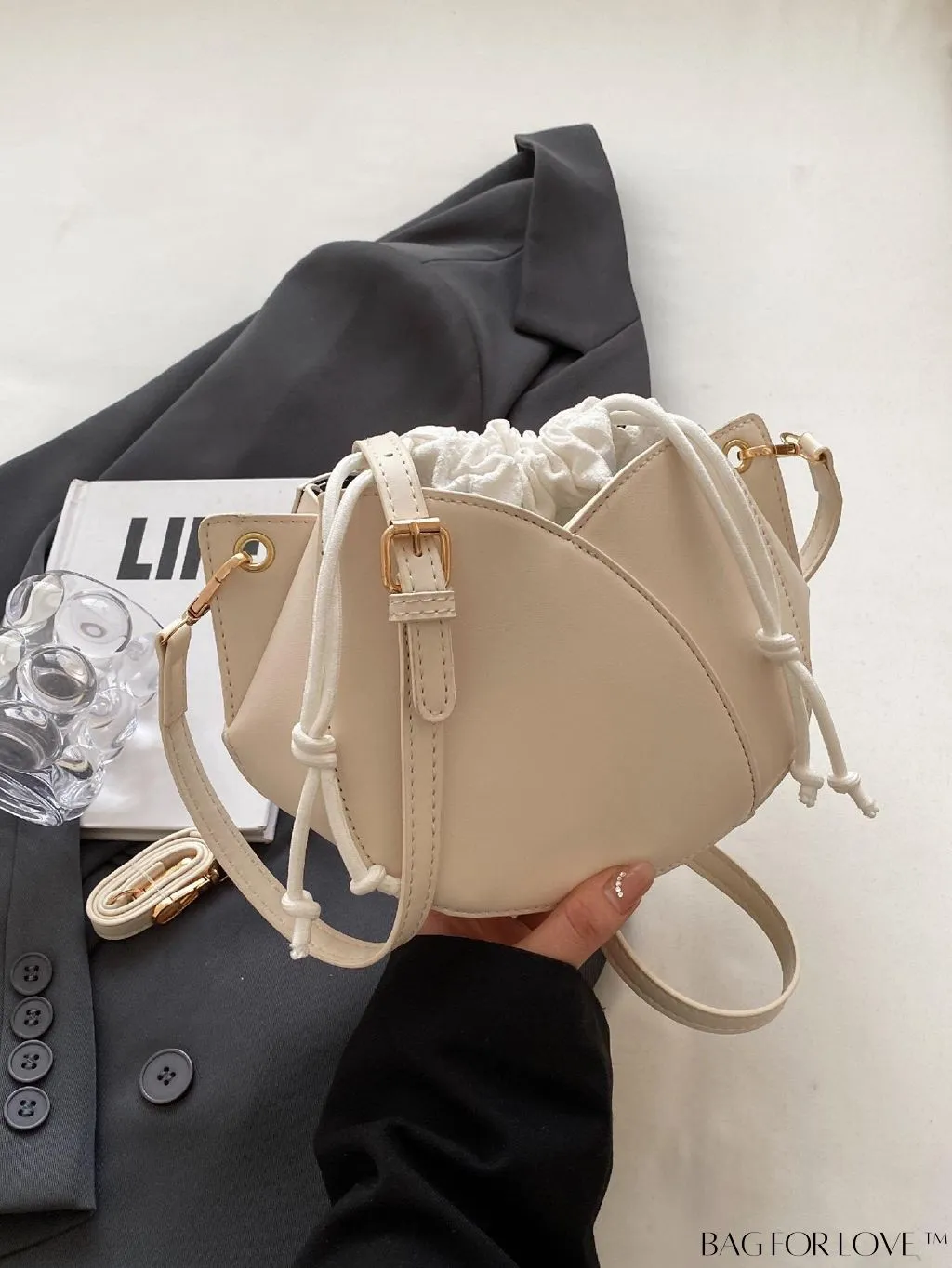 BagForLove - Pink Minimalist PU Drawstring Bucket Bag: Elegant and Functional