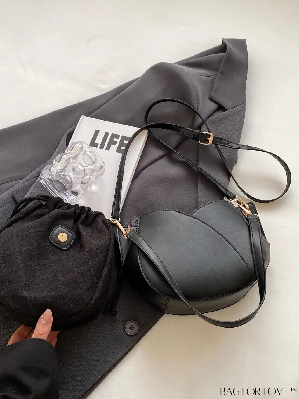 BagForLove - Pink Minimalist PU Drawstring Bucket Bag: Elegant and Functional