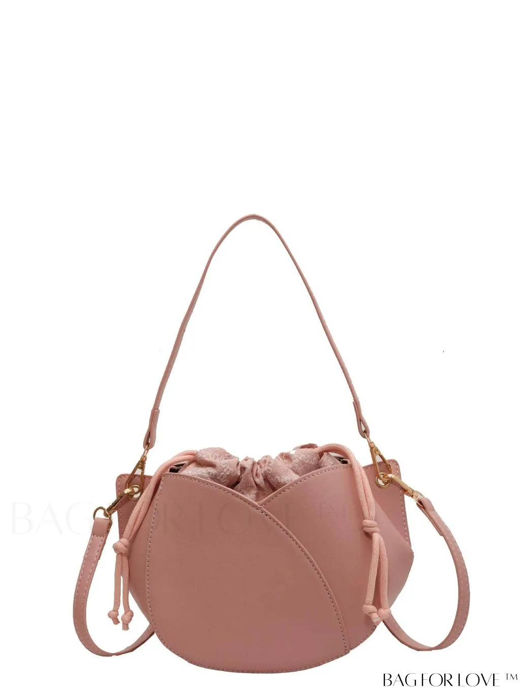 BagForLove - Pink Minimalist PU Drawstring Bucket Bag: Elegant and Functional