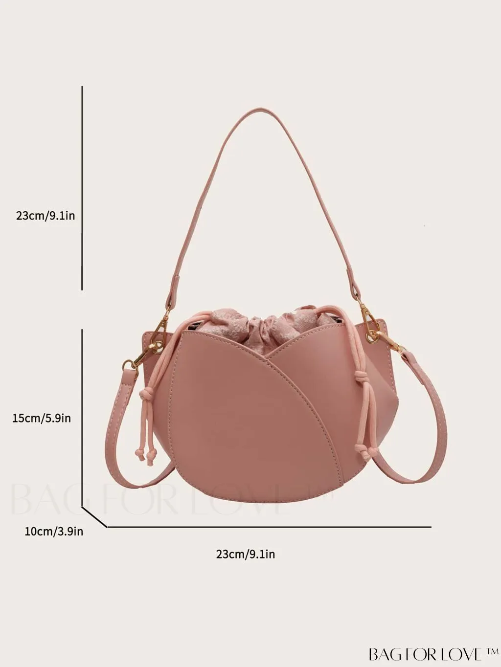 BagForLove - Pink Minimalist PU Drawstring Bucket Bag: Elegant and Functional
