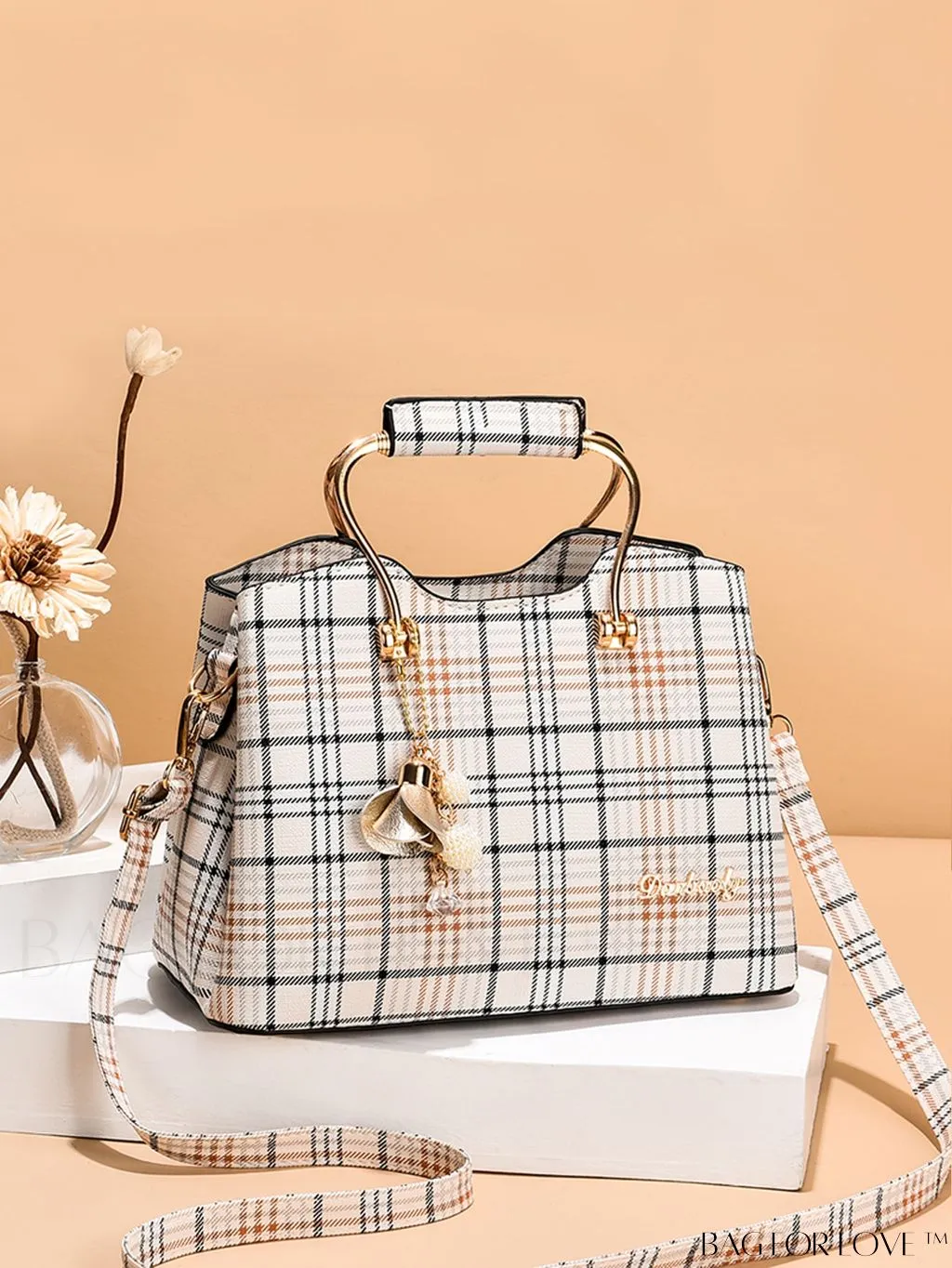 BagForLove - Plaid Square Bag Charm for a Professional Office Look