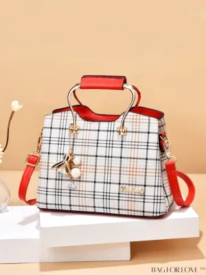 BagForLove - Plaid Square Bag Charm for a Professional Office Look