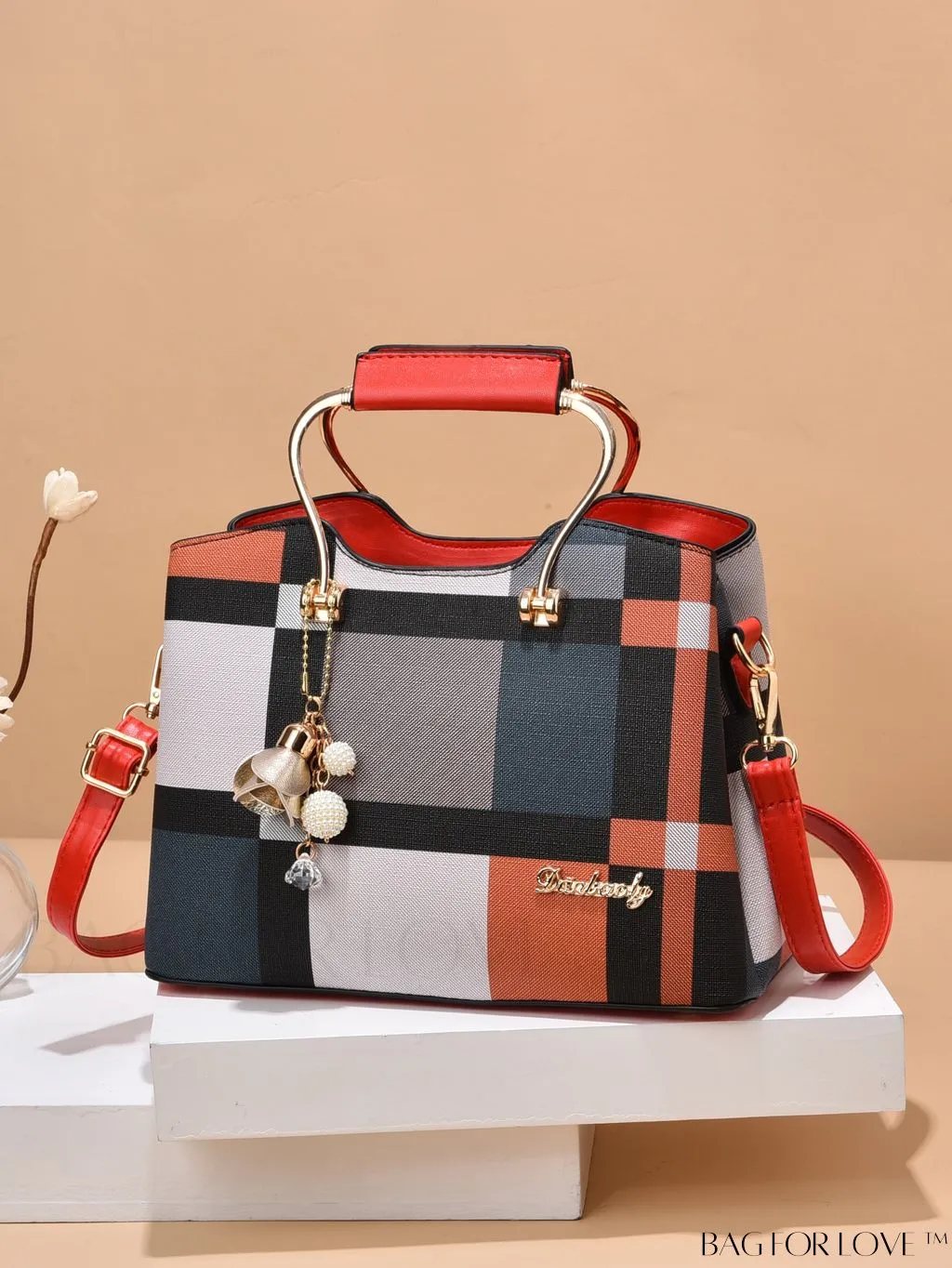 BagForLove - Plaid Square Bag Charm for a Professional Office Look