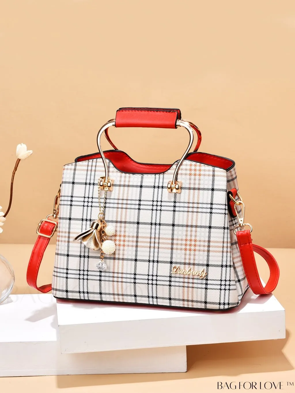 BagForLove - Plaid Square Bag Charm for a Professional Office Look