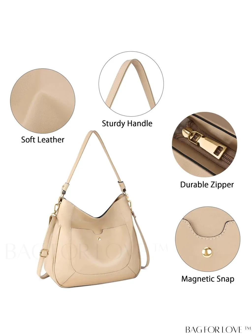 BagForLove - Premium Leather Womens Handbags: Stylish, Spacious Tote with Shoulder and Crossbody Options.