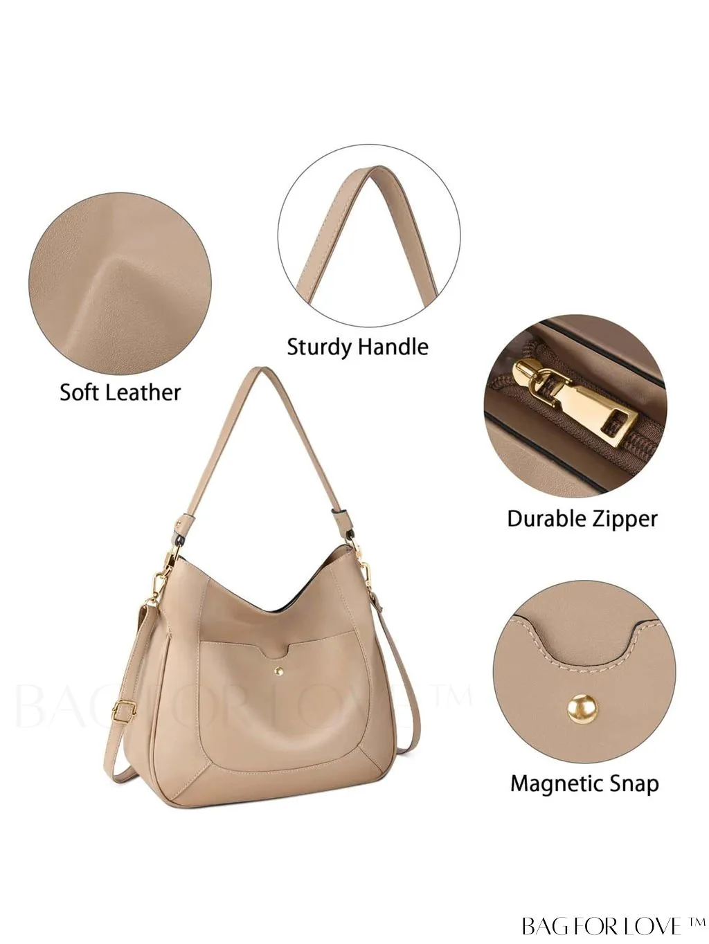 BagForLove - Premium Leather Womens Handbags: Stylish, Spacious Tote with Shoulder and Crossbody Options.