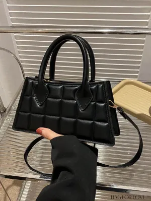 BagForLove - Professional Work Bag: Quilted Black Double Handle Baguette for Style and Function