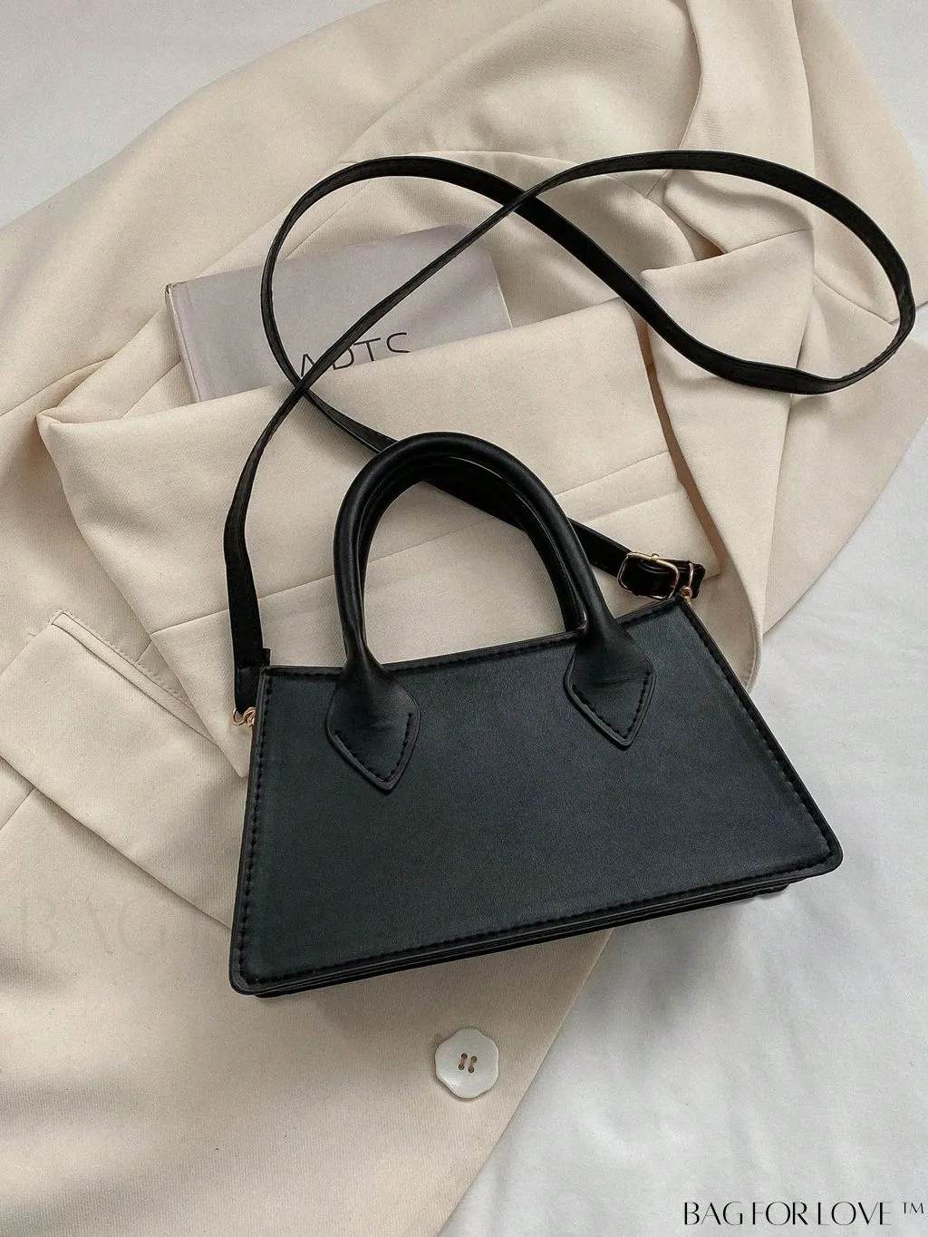 BagForLove - Professional Work Bag: Quilted Black Double Handle Baguette for Style and Function