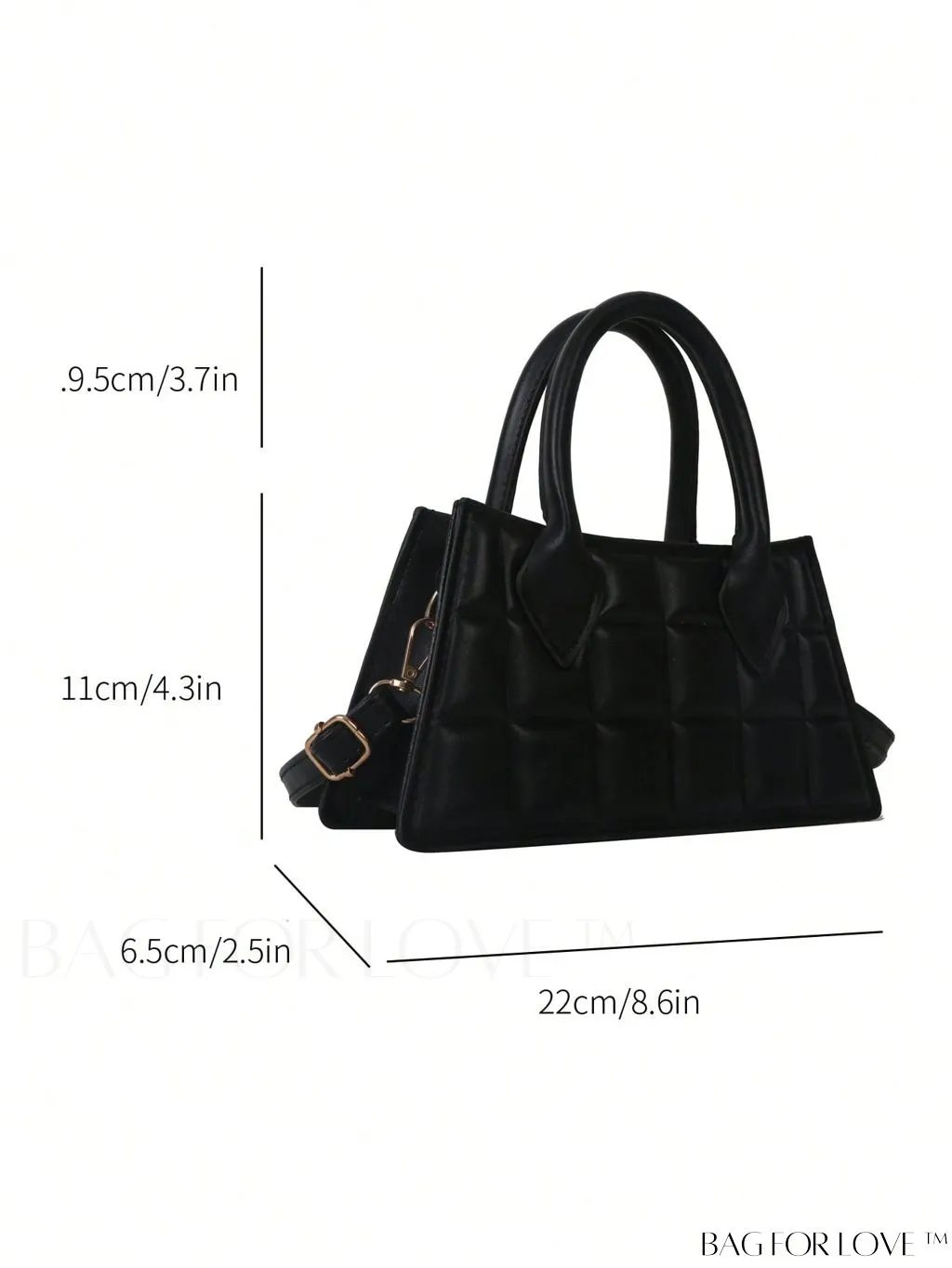 BagForLove - Professional Work Bag: Quilted Black Double Handle Baguette for Style and Function