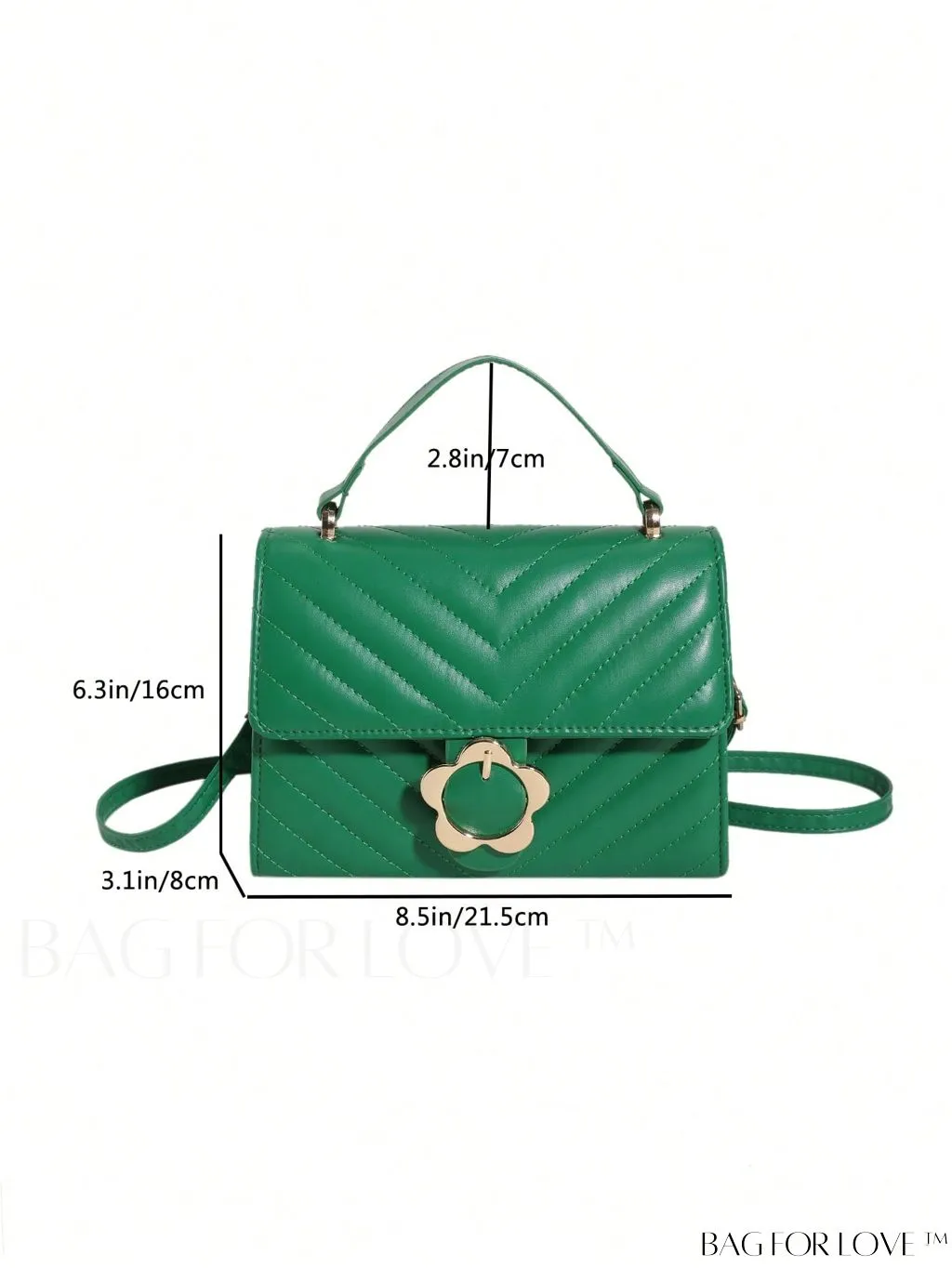 BagForLove - Small Chevron Quilted Flap Square Bag with Top Handle