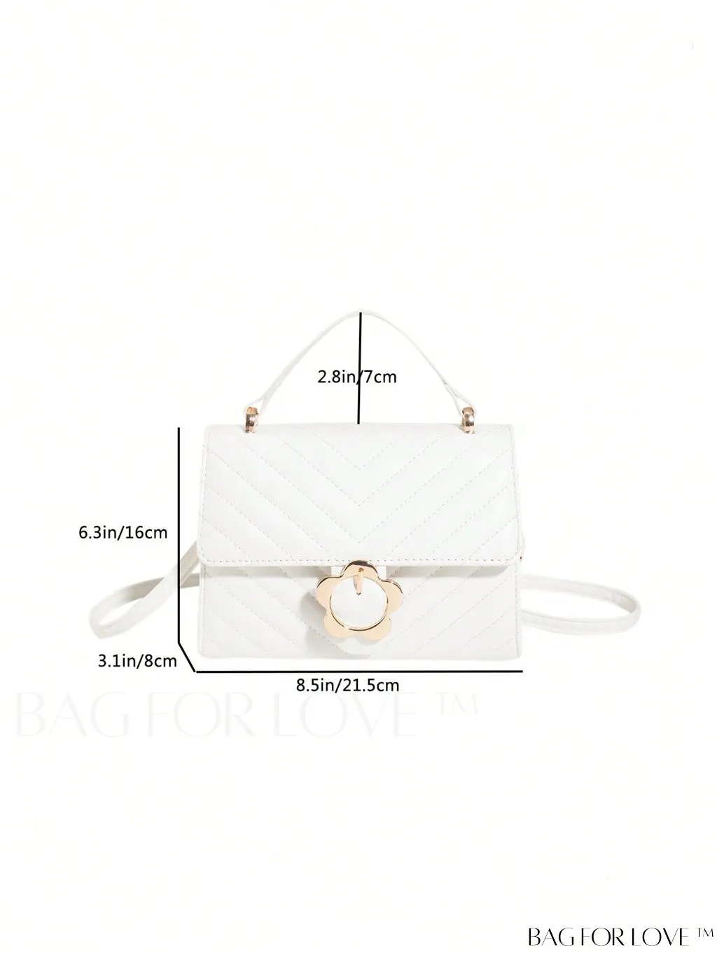 BagForLove - Small Chevron Quilted Flap Square Bag with Top Handle