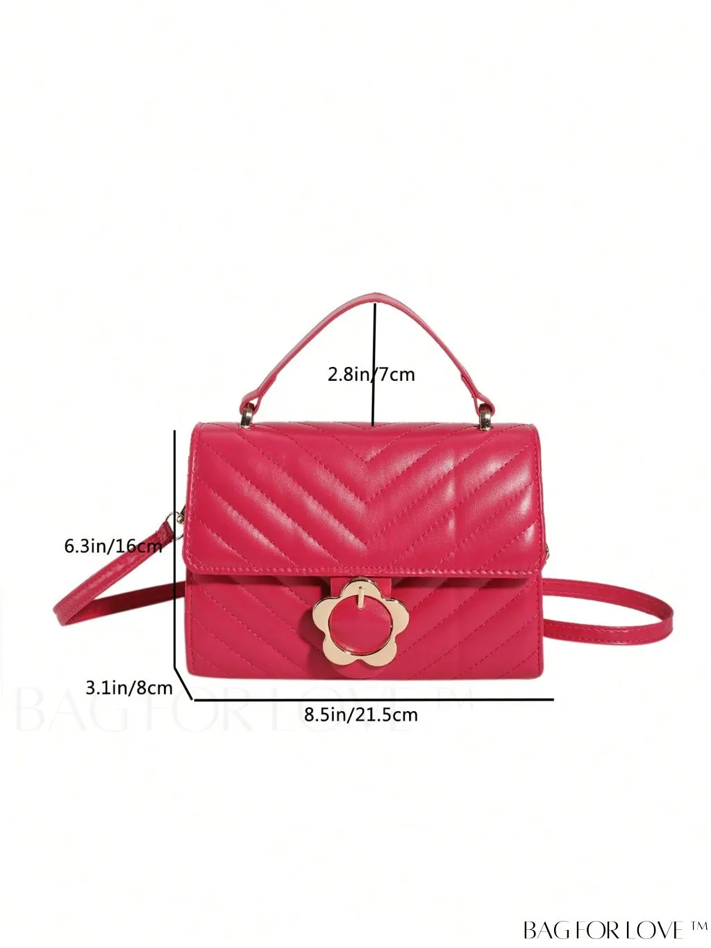 BagForLove - Small Chevron Quilted Flap Square Bag with Top Handle