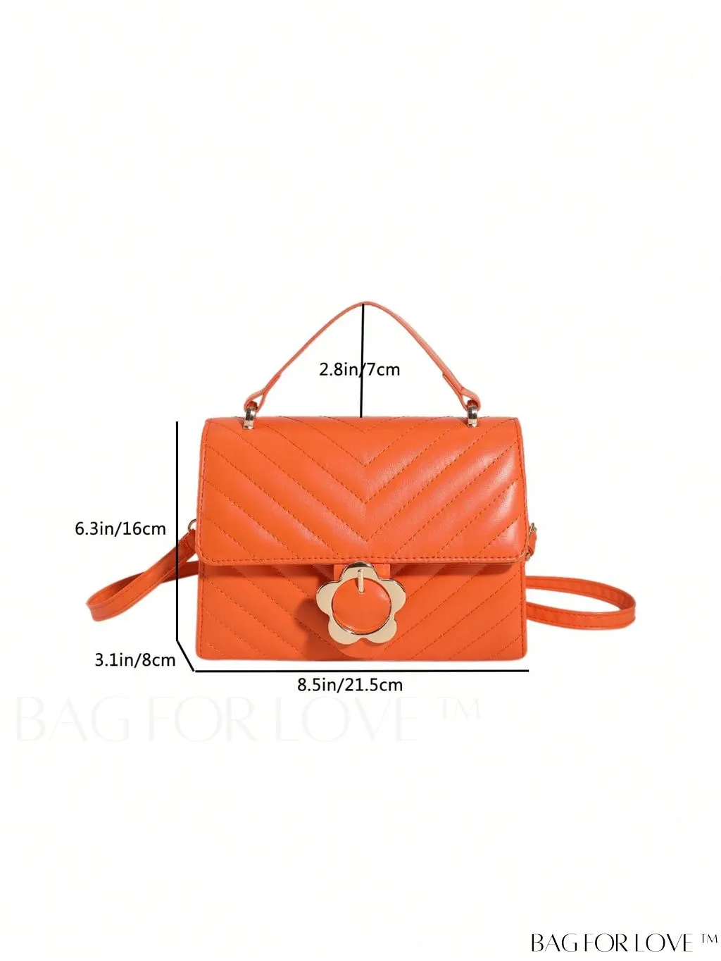BagForLove - Small Chevron Quilted Flap Square Bag with Top Handle