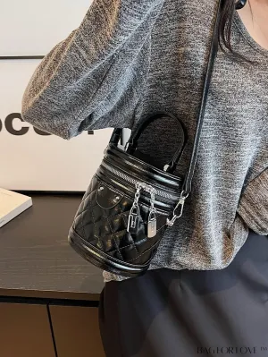BagForLove - Stylish Black Quilted Bucket Bag with Elegant Top Handle
