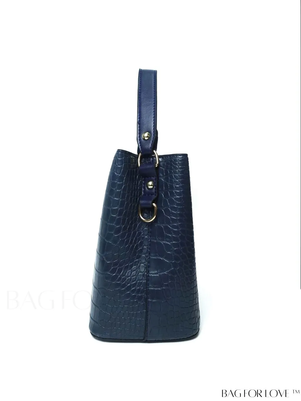 BagForLove - Stylish Crocodile Embossed PU Shoulder Bag for Women, Top Handle Bucket Purse
